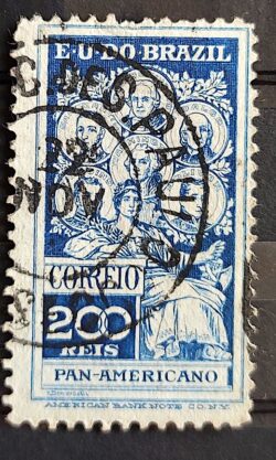 C 9 Selo Pan Americano Panamericano Jose Bonifacio Washington San Martin Hidalgo Bolivar 1909 20 Circulado