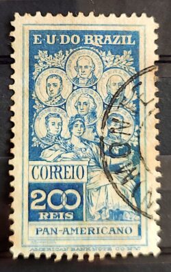 C 9 Selo Pan Americano Panamericano Jose Bonifacio Washington San Martin Hidalgo Bolivar 1909 21 Circulado