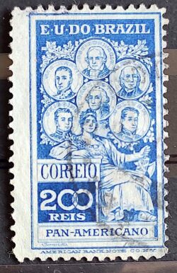 C 9 Selo Pan Americano Panamericano Jose Bonifacio Washington San Martin Hidalgo Bolivar 1909 4 Circulado