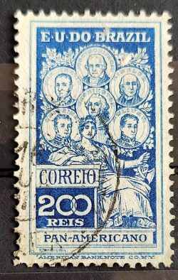 C 9 Selo Pan Americano Panamericano Jose Bonifacio Washington San Martin Hidalgo Bolivar 1909 6 Circulado