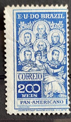 C 9 Selo Pan Americano Panamericano Jose Bonifacio Washington San Martin Hidalgo Bolivar 1909 7 Circulado