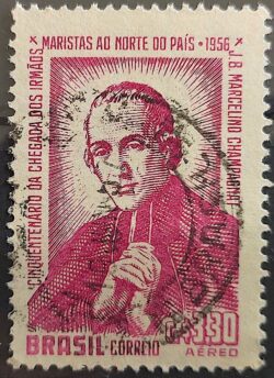 A 78 Selo Cinquentenario Irmaos Maristas Champagnat Religiao Educacao 1956 Circulado 3