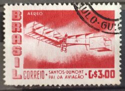 A 79 Selo Aereo Santos Dumont Aviao Aviacao 14 Bis 1956 Circulado 1