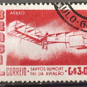 A 79 Selo Aereo Santos Dumont Aviao Aviacao 14 Bis 1956 Circulado 1