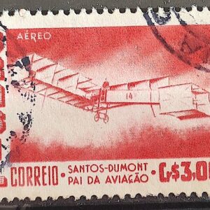 A 79 Selo Aereo Santos Dumont Aviao Aviacao 14 Bis 1956 Circulado 2