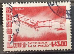 A 79 Selo Aereo Santos Dumont Aviao Aviacao 14 Bis 1956 Circulado 3