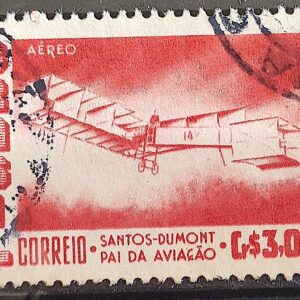 A 79 Selo Aereo Santos Dumont Aviao Aviacao 14 Bis 1956 Circulado 3