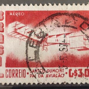 A 79 Selo Aereo Santos Dumont Aviao Aviacao 14 Bis 1956 Circulado 6
