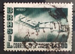 A 80 Selo Aereo Santos Dumont Aviao Aviacao 14 Bis 1956 Circulado 1