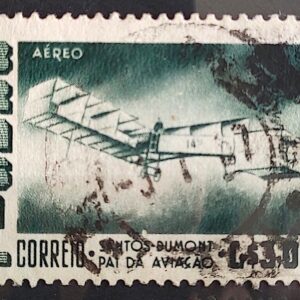 A 80 Selo Aereo Santos Dumont Aviao Aviacao 14 Bis 1956 Circulado 1