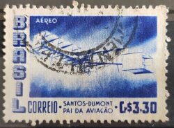A 81 Selo Aereo Santos Dumont Aviao Aviacao 14 Bis 1956 Circulado 1
