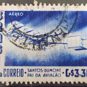 A 81 Selo Aereo Santos Dumont Aviao Aviacao 14 Bis 1956 Circulado 1