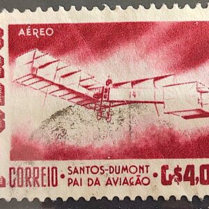 A 82 Selo Aereo Santos Dumont Aviao Aviacao 14 Bis 1956 Circulado 1
