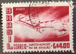 A 82 Selo Aereo Santos Dumont Aviao Aviacao 14 Bis 1956 Circulado 2