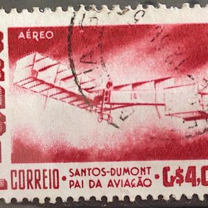 A 82 Selo Aereo Santos Dumont Aviao Aviacao 14 Bis 1956 Circulado 2
