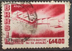 A 82 Selo Aereo Santos Dumont Aviao Aviacao 14 Bis 1956 Circulado 3