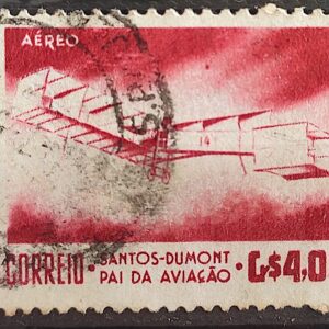 A 82 Selo Aereo Santos Dumont Aviao Aviacao 14 Bis 1956 Circulado 3
