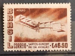 A 83 Selo Aereo Santos Dumont Aviao Aviacao 14 Bis 1956 Circulado 5
