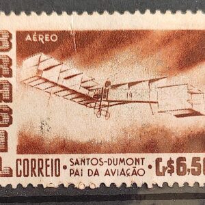 A 83 Selo Aereo Santos Dumont Aviao Aviacao 14 Bis 1956 Circulado 5