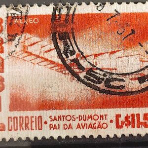 A 84 Selo Aereo Santos Dumont Aviao Aviacao 14 Bis 1956 Circulado 6