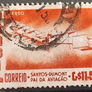 A 84 Selo Aereo Santos Dumont Aviao Aviacao 14 Bis 1956 Circulado 7