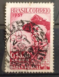 A 85 Selo Centenario Baden Powell Escotismo Escoteiro Chapeu 1957 Circulado 1