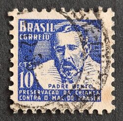 C 355 Selo Campanha Contra o Mal de Hansen Hanseniase Padre Bento Religiao Saude H3 1954 Circulado 1