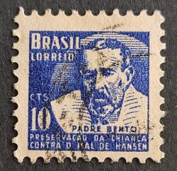 C 355 Selo Campanha Contra o Mal de Hansen Hanseniase Padre Bento Religiao Saude H3 1954 Circulado 3