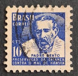 C 355 Selo Campanha Contra o Mal de Hansen Hanseniase Padre Bento Religiao Saude H3 1954 Circulado 4