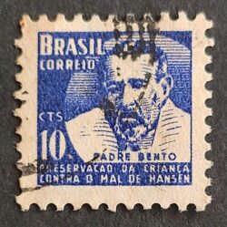 C 355 Selo Campanha Contra o Mal de Hansen Hanseniase Padre Bento Religiao Saude H3 1954 Circulado 5