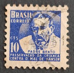 C 355 Selo Campanha Contra o Mal de Hansen Hanseniase Padre Bento Religiao Saude H3 1954 Circulado 6