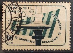 C 359 Selo Congresso Brasileiro de Aeronautica Aviao Militar 1955 Circulado 1