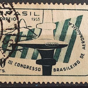 C 359 Selo Congresso Brasileiro de Aeronautica Aviao Militar 1955 Circulado 1