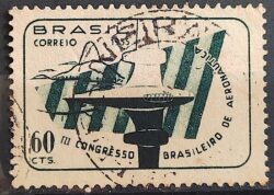C 359 Selo Congresso Brasileiro de Aeronautica Aviao Militar 1955 Circulado 2