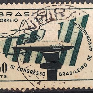 C 359 Selo Congresso Brasileiro de Aeronautica Aviao Militar 1955 Circulado 2