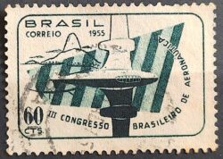 C 359 Selo Congresso Brasileiro de Aeronautica Aviao Militar 1955 Circulado 3