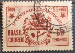 C 361 Selo Centenario Cidade Botucatu Brasao 1955 Circulado 3