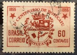 C 361 Selo Centenario Cidade Botucatu Brasao 1955 Circulado 4
