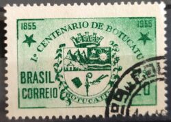 C 362 Selo Centenario Cidade Botucatu Brasao 1955 Circulado 1