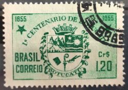 C 362 Selo Centenario Cidade Botucatu Brasao 1955 Circulado 3