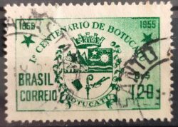 C 362 Selo Centenario Cidade Botucatu Brasao 1955 Circulado 4