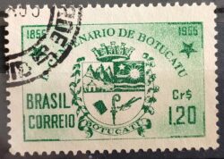 C 362 Selo Centenario Cidade Botucatu Brasao 1955 Circulado 6