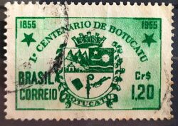 C 362 Selo Centenario Cidade Botucatu Brasao 1955 Circulado 8