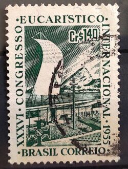 C 365 Selo Congresso Eucaristico Internacional Religiao 1955 Circulado 2
