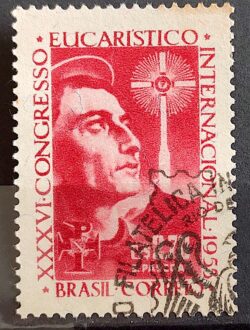 C 366 Selo Congresso Eucaristico Internacional Religiao 1955 Circulado 1