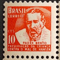 C 396 Selo Campanha Contra o Mal de Hansen Hanseniase Padre Bento Religiao Saude H5 1957