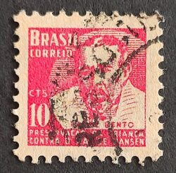 C 369 Selo Campanha Contra o Mal de Hansen Hanseniase Padre Bento Religiao Saude H4 1955 Circulado 2