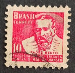 C 369 Selo Campanha Contra o Mal de Hansen Hanseniase Padre Bento Religiao Saude H4 1955 Circulado 5