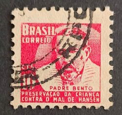 C 369 Selo Campanha Contra o Mal de Hansen Hanseniase Padre Bento Religiao Saude H4 1955 Circulado 6