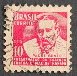 C 369 Selo Campanha Contra o Mal de Hansen Hanseniase Padre Bento Religiao Saude H4 1955 Circulado 7